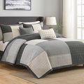 5-Piece Quilt Set, 100% Cotton, Patchwork Comforter Bedding Set, Farmhouse Plaid Quilted Bedspreads