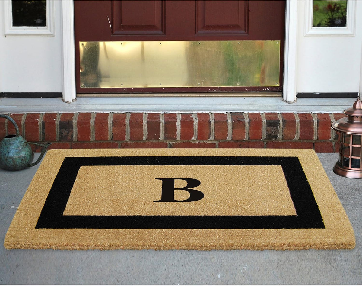 Luxury Coco Coir Doormat - Monogrammed Single Letter Outdoor Front Door Mat - Personalized Housewarming Gift for New