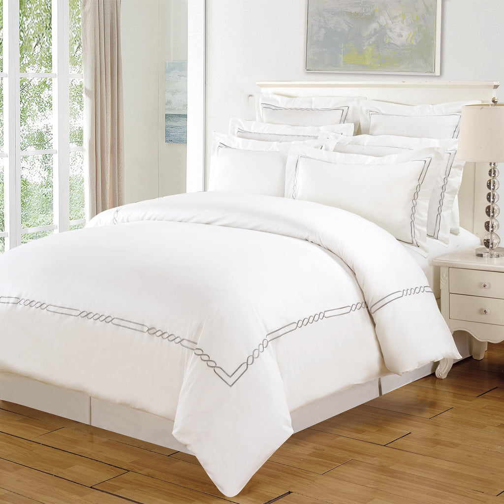 Lorenz Cotton 200 Thread Count Duvet Cover Set, Soft Comforter Covers, Bedroom Essentials, Embroidered Infinity