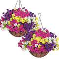 2 Set Artificial Hanging Flowers Plants Basket for Outdoors Indoor Decor