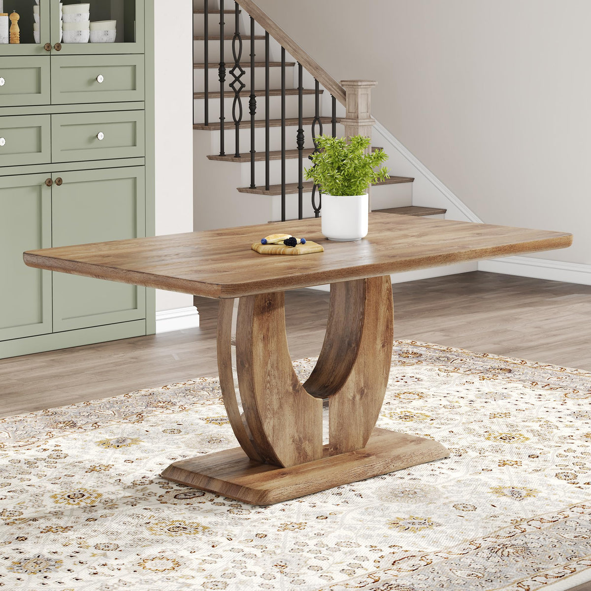 Inspired Saarinen Style 63" Faux Marble Dining Table, Modern Rectangular Kitchen Table with 1.65'' Thick MDF Tabletop, Rounded Corners