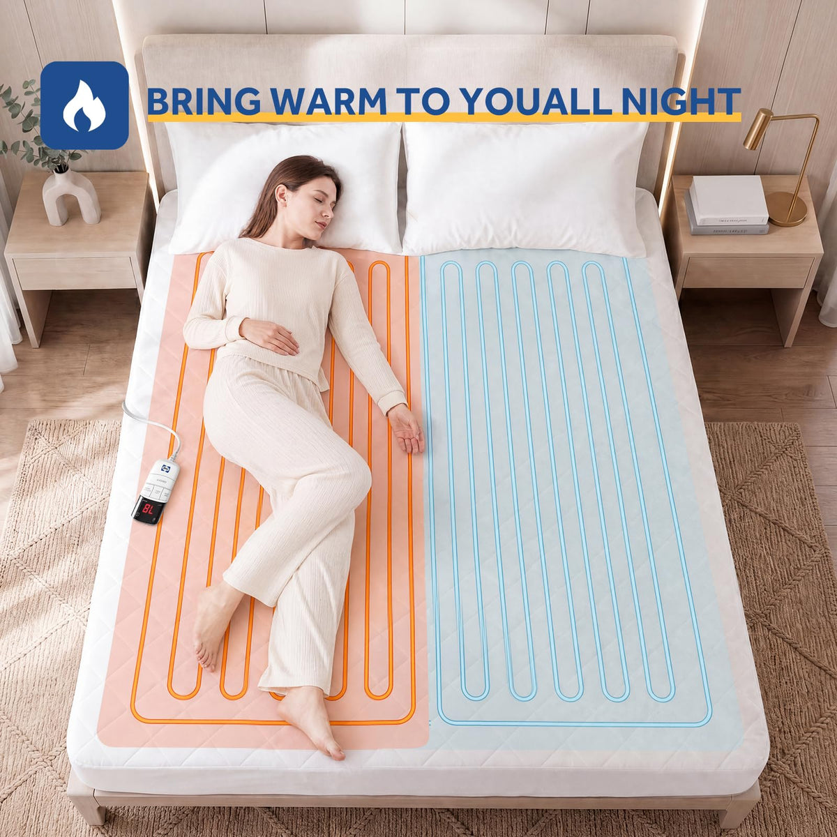 Heated Mattress Pad King 78×80 Single Control for 2 Zones