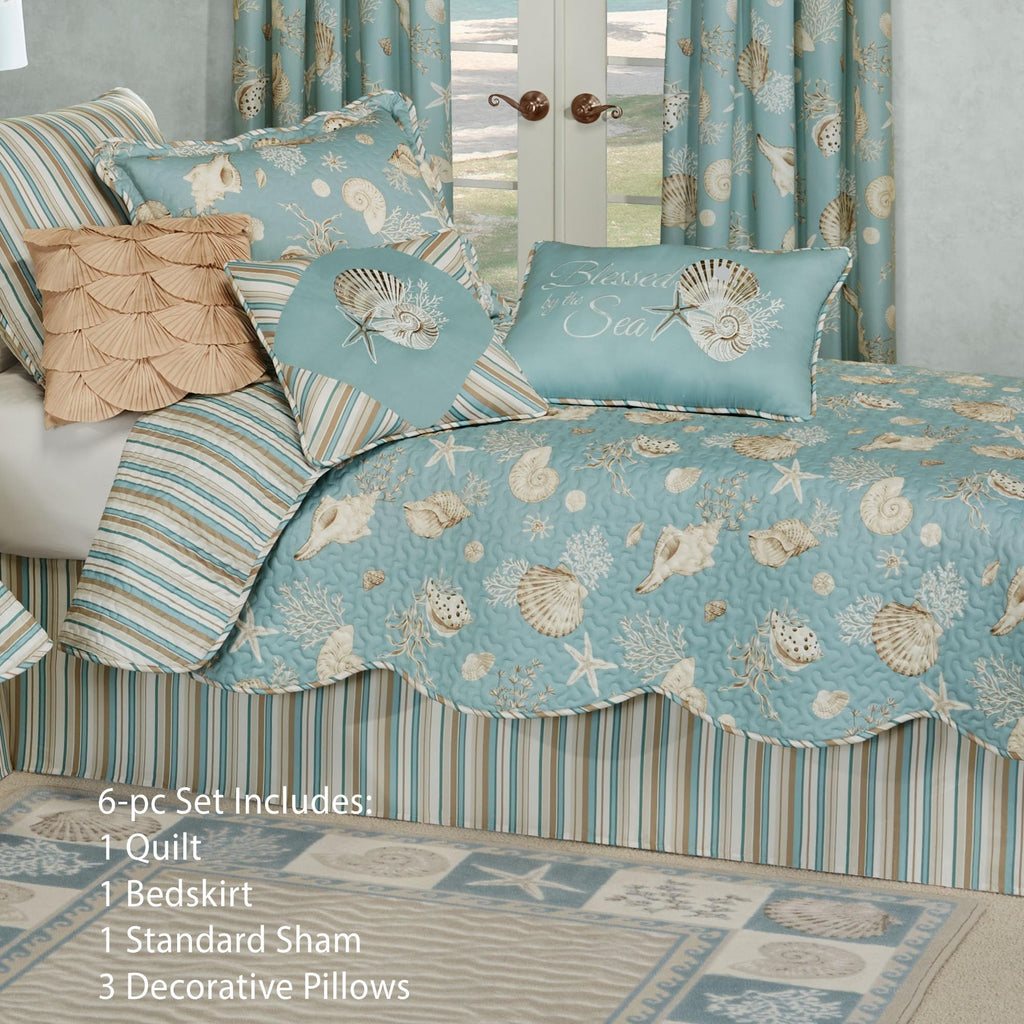 Seabreeze Coastal Beach Bedding, Quilt, 6 Pc Set