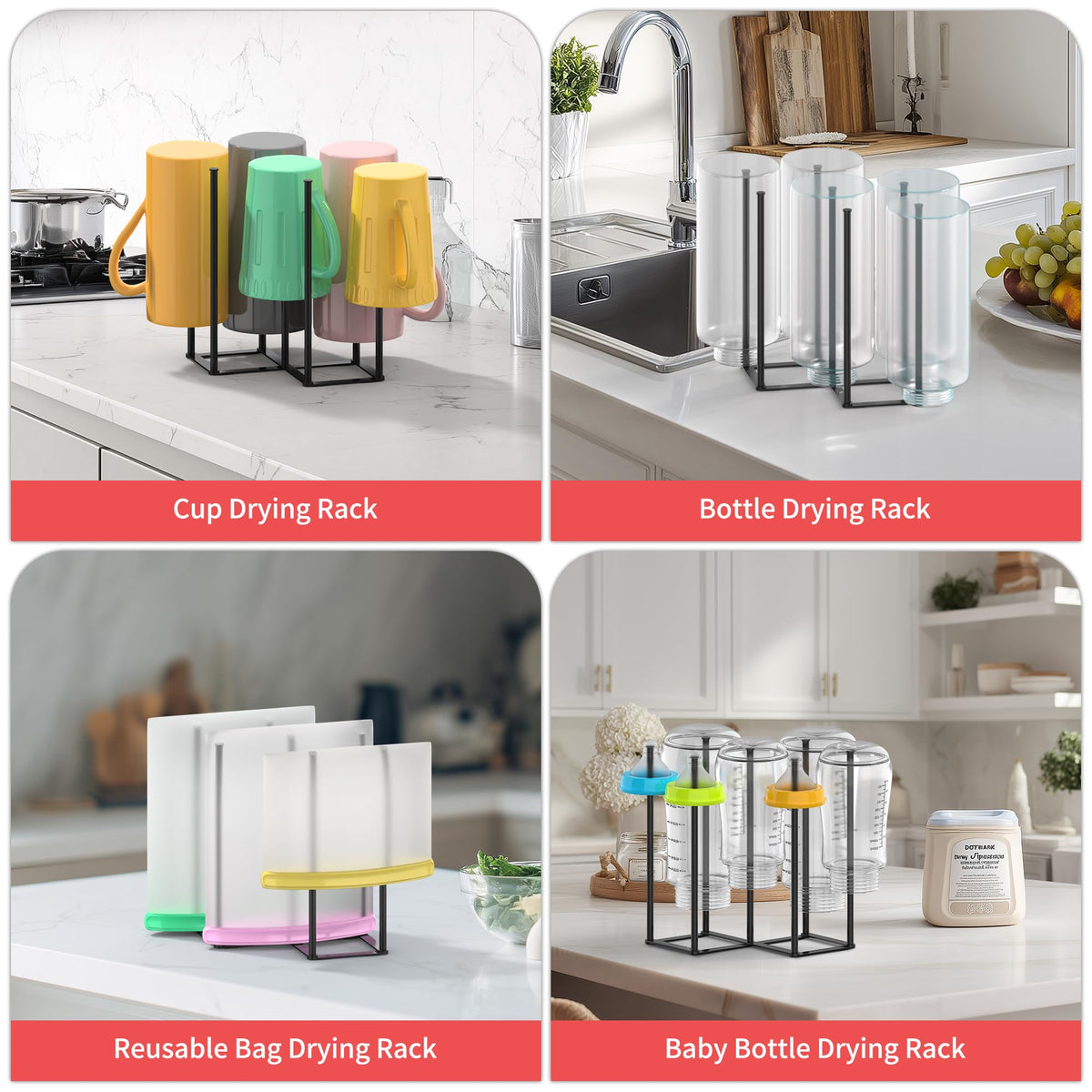 Collapsible Bottle Drying Rack, Baby Bottle Drying Rack, Foldable Cup Draining Holder, Retractable Reusable Silicone