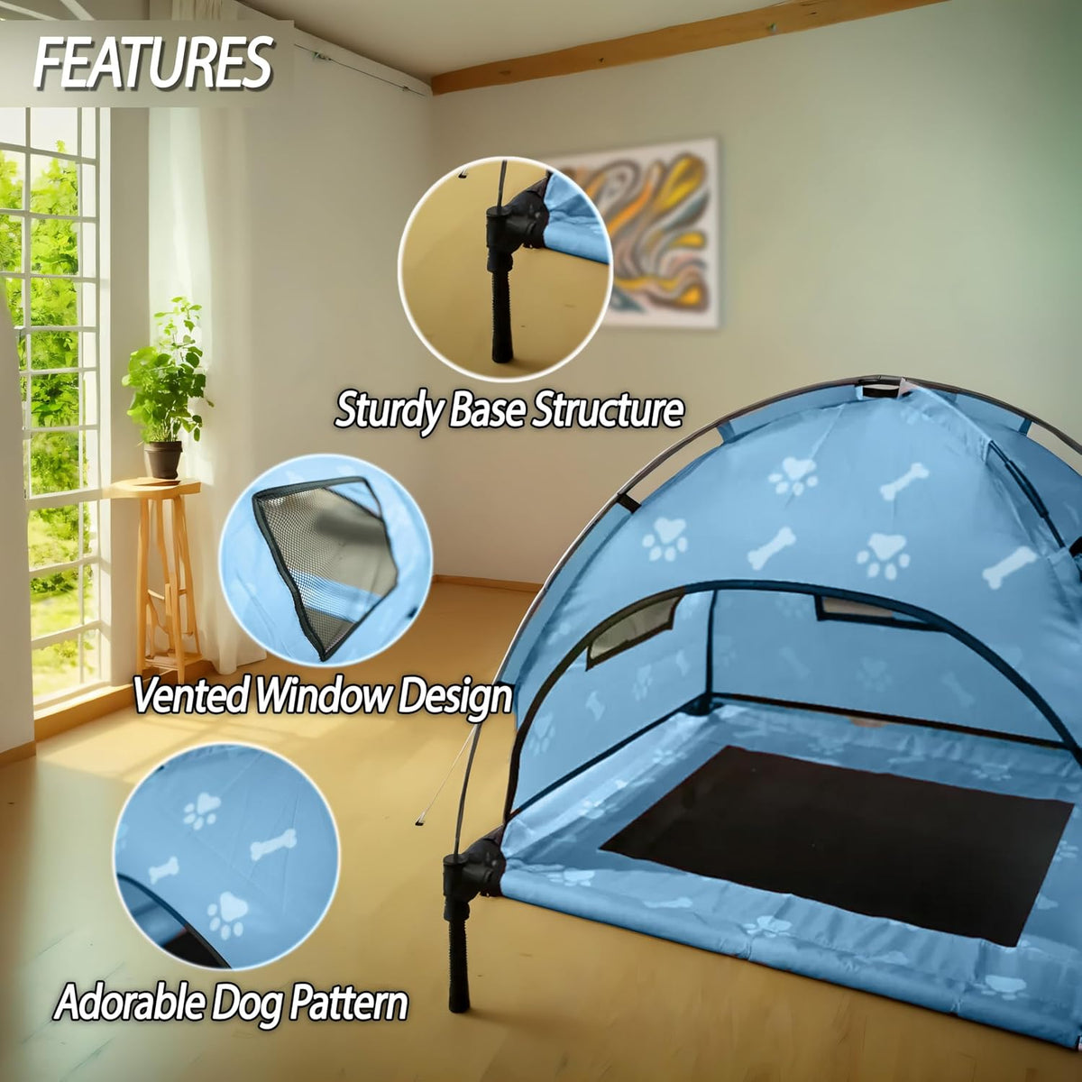 Elevated Covered Dog Bed - 36" x 36" x 30" - Dog Shade Canopy Lounger for Small & Large Dogs (Up to 110 lbs)