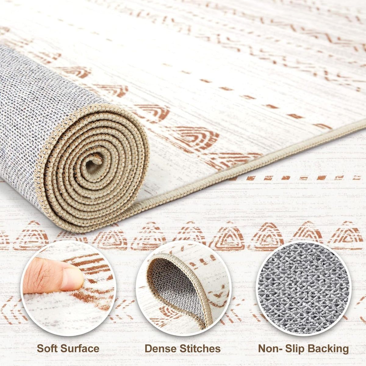 Area Rugs Living Room: Washable Boho Large Neutral Modern Soft Stain Resistant Farmhouse Indoor Floor Rug Non