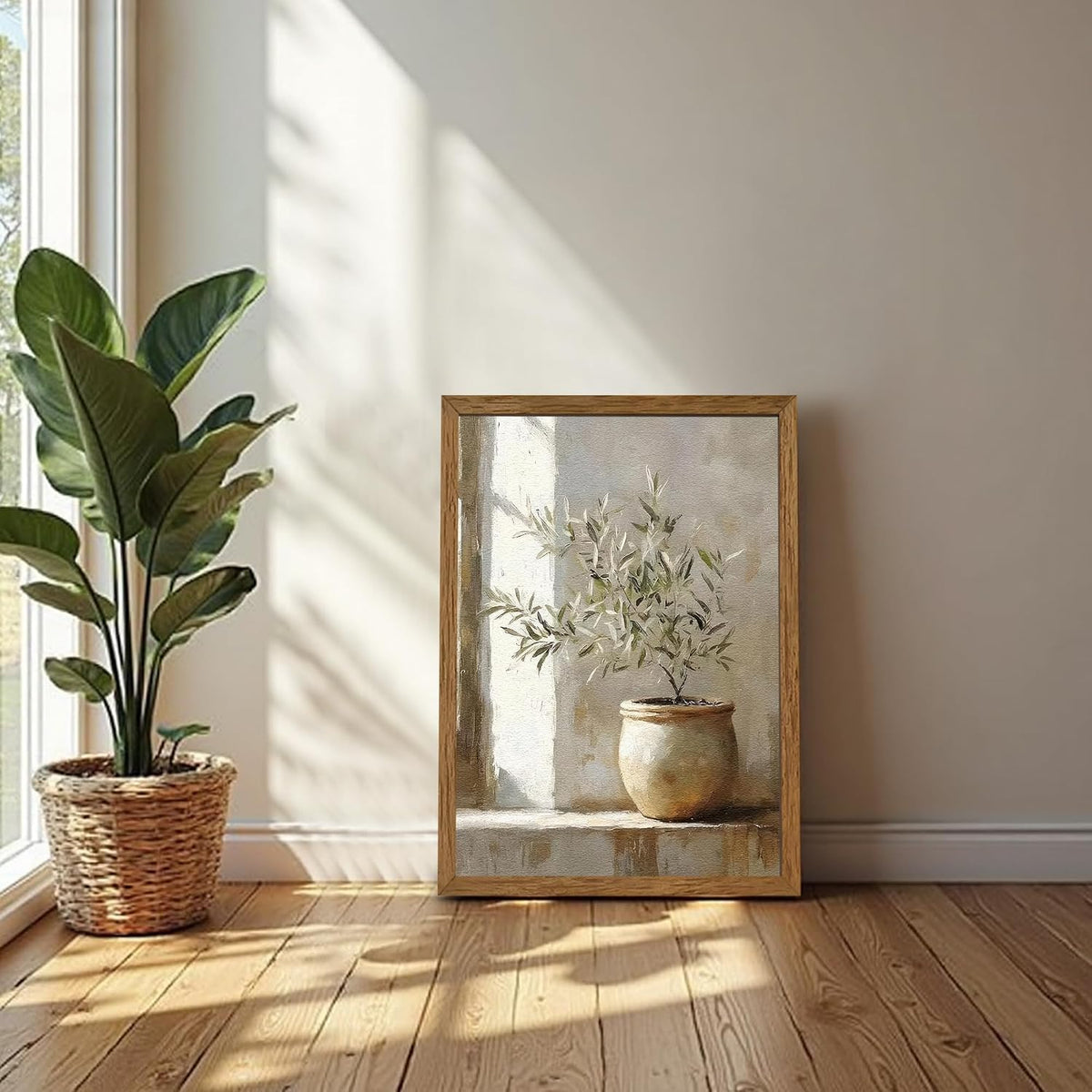 Framed Vintage Olive Botanical Tree Canvas Wall Art, Rustic Farmhouse Wall Decor, Unique Plant Art Prints Bedroom