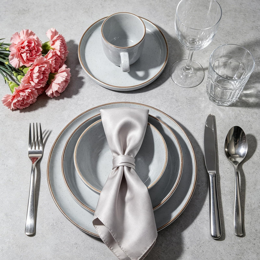 Stoneware Euro-Nordic 20pc Dinnerware Set, Shiny White With Speckled Effect