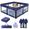 Foldable Baby Playpen with Mat, 50"×50" Collapsible Play Pen for Babies and Toddlers, Indoor & Outdoor Kids Safety