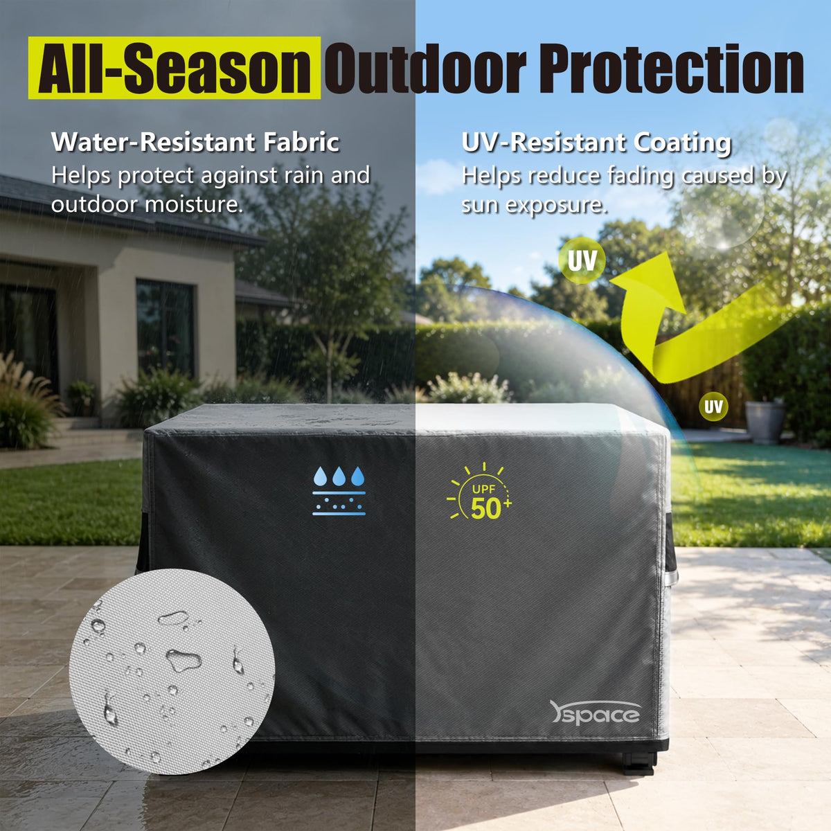 42" Fire Pit Cover Rectangular, 600D Outdoor Fire Table Cover