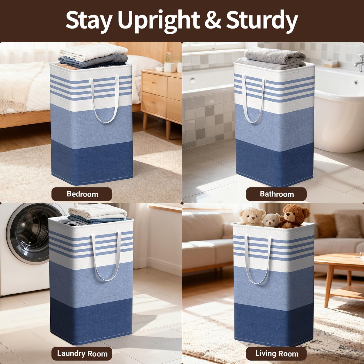2 Pack Laundry Baskets, Collapsible Dirty Clothes Laundry Hampers