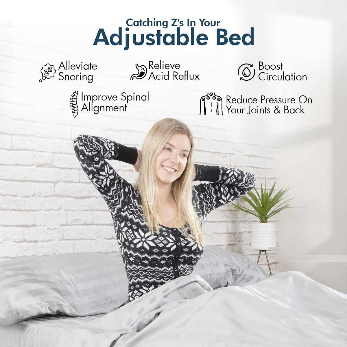 SF Queen Adjustable Bed Frame - Smart Frame with Wireless Remote for Head & Foot Incline - Electric Massage - 3