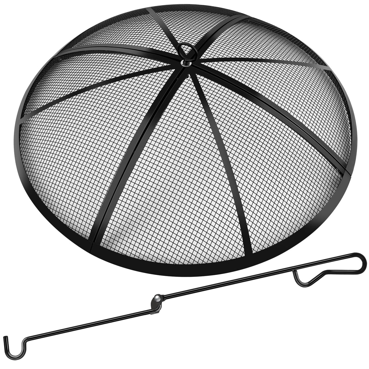 Fire Pit Spark Screen, Fire Pit Screen 30 Inch Round with Handle & Poker