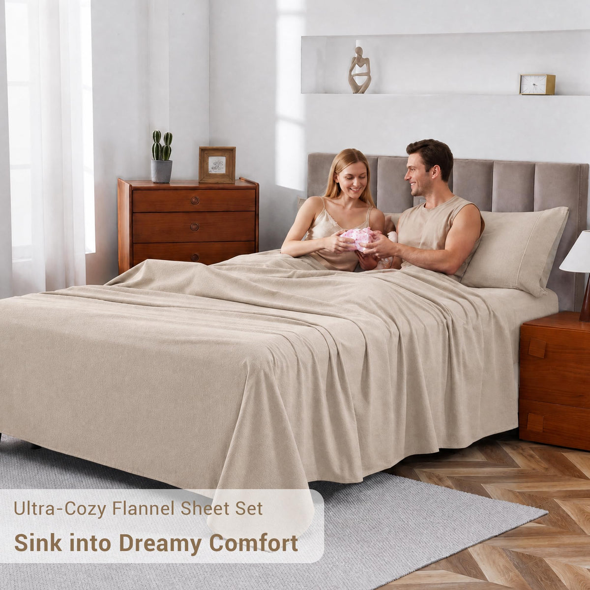 Cotton Flannel Sheets, Sand
