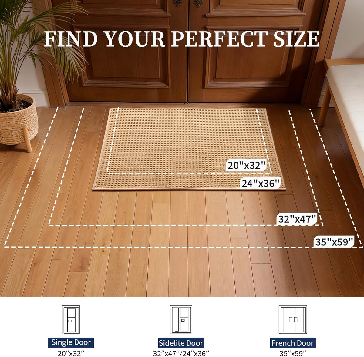Indoor Door Mat 24" x 36", Non-Slip Washable Entryway Mat, Dirt Trapper Absorbent Entrance Mat, Low Profile Floor Mat