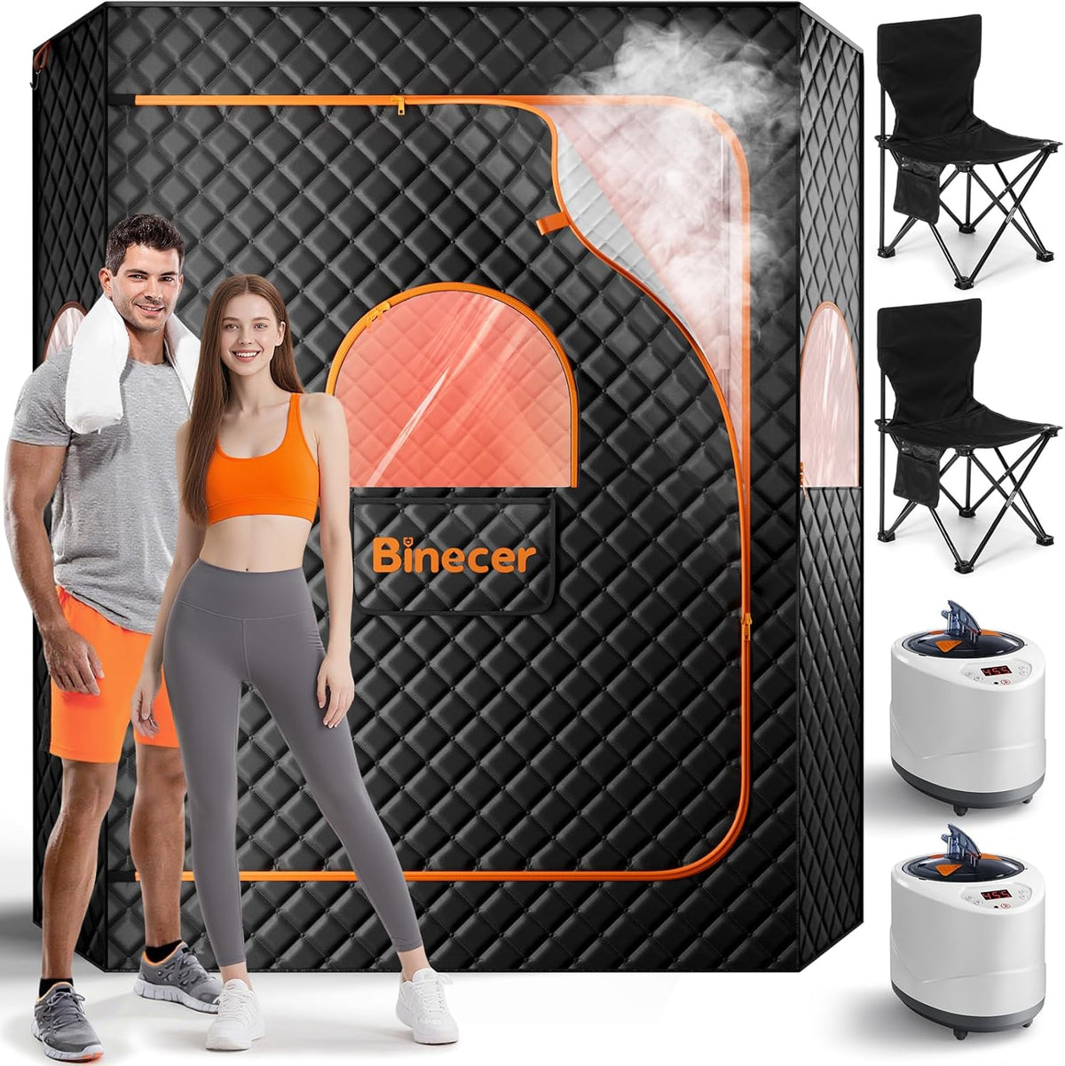 Portable Sauna Box, 2 Person Portable Steam Sauna for Home, Large Sauna Tent with 2 Steamer