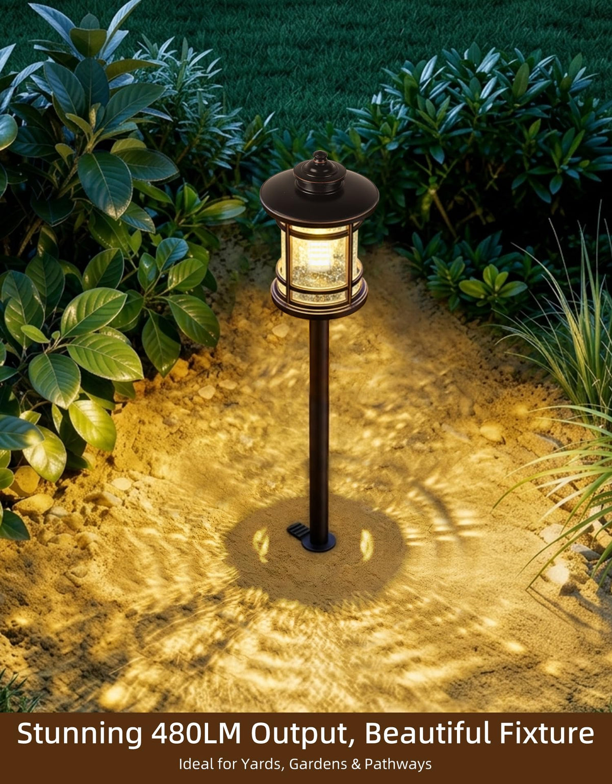 8 Pack Low Voltage Pathway Lights with G4 Bulbs, Seed Glass Shade, Aluminum