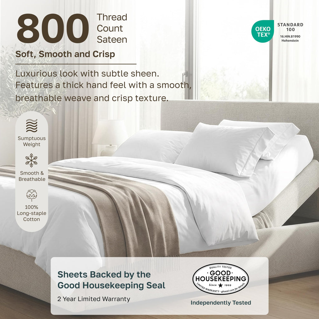 800 Thread Count Sheets, 5 Pcs Set, White