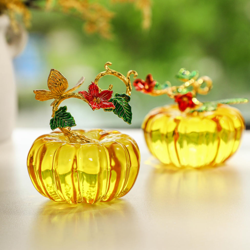 2.5inch Glass Pumpkins For Decorating Figurines Collectibles, Gold
