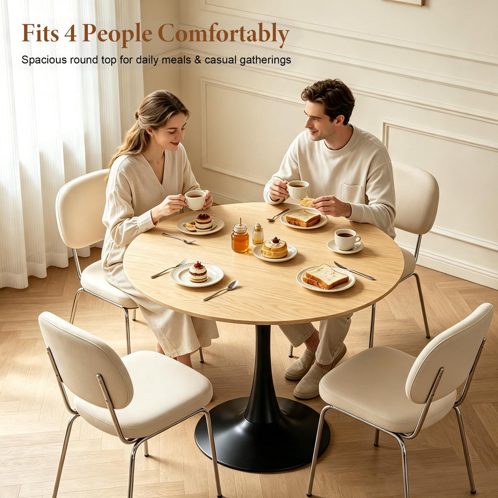 Inspired Saarinen Style 31.5" Modern Round Table, Tulip Base, Dining Coffee Table, Natural
