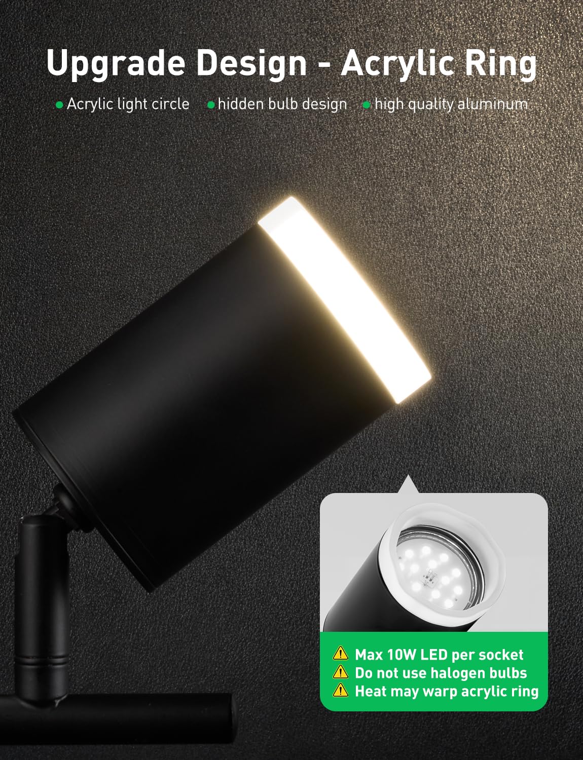 Ceiling Track Lighting Fixtures, Black Modern Led Track Light & Closet, 4.6 ft Long Flexible Adjustable