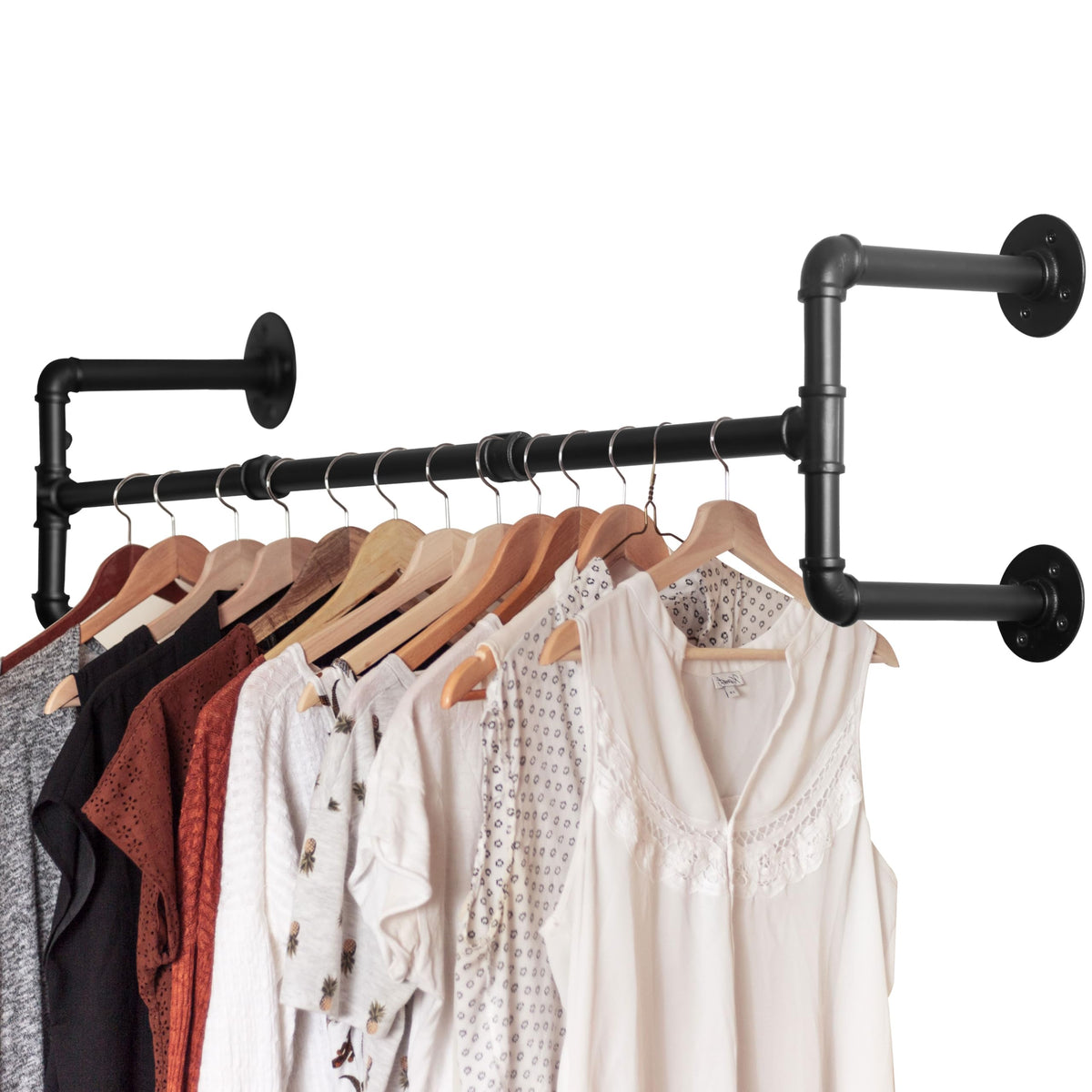 Clothing Rack Wall Mount,42" Industrial Pipe Clothes Rack for Hanging Clothes,Heavy Duty Iron Garment Rack Bar,Retail