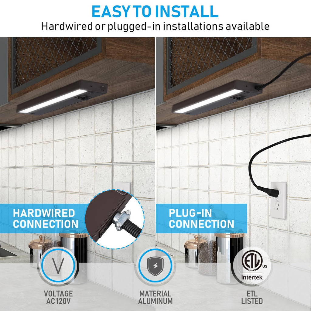 12 Inch 5CCT LED Under Cabinet Lighting Aluminum, Bronze