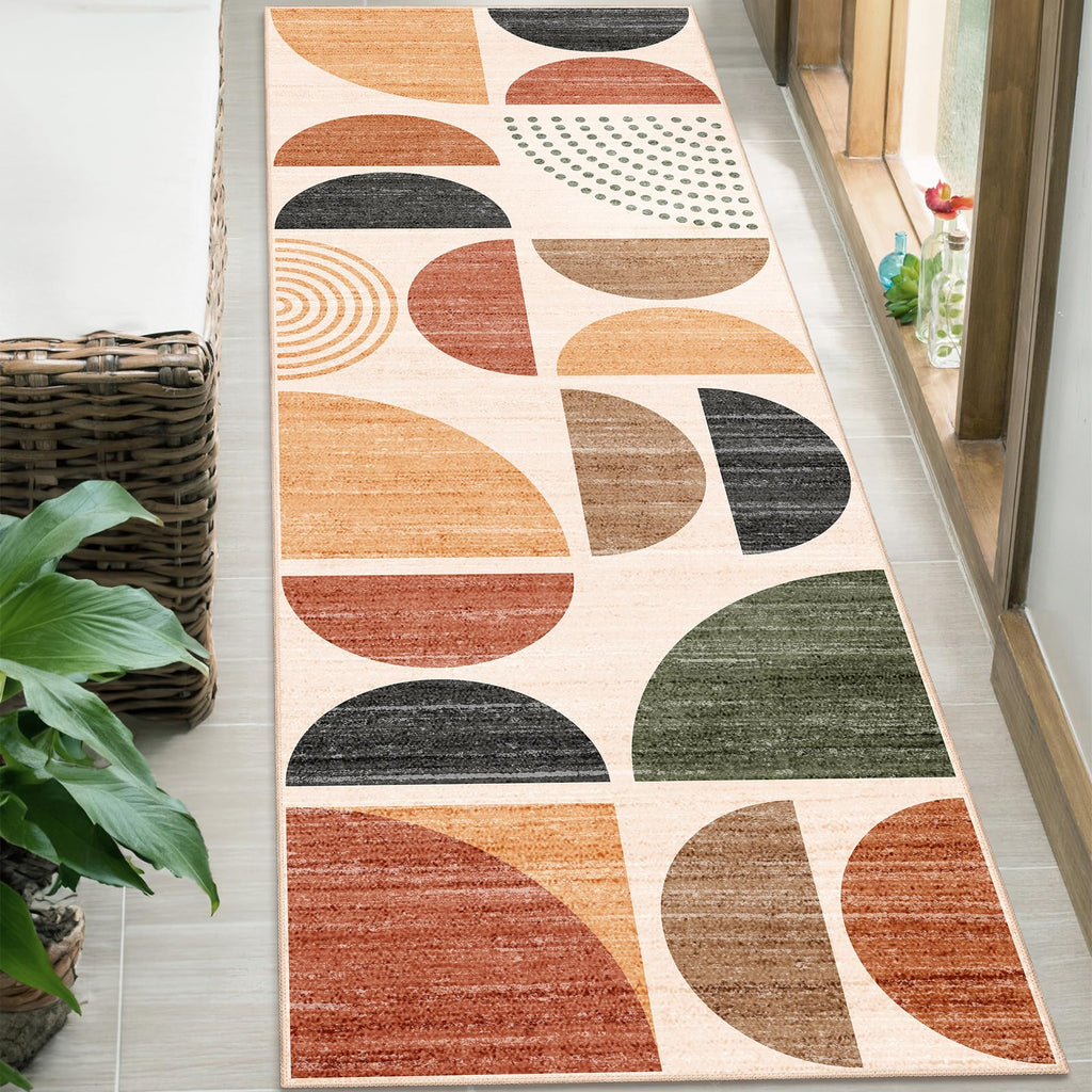 Boho Runner Rug Washable, 2x6 Area Rugs Non Slip Modern Abstract