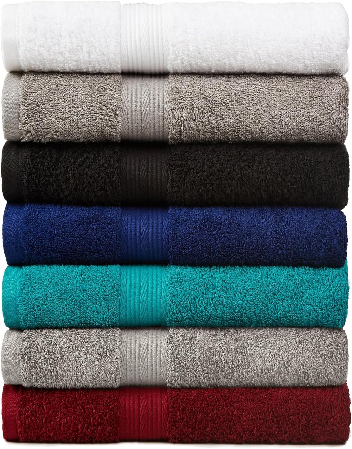 6-Piece Fade-Resistant 100% Cotton Towel Set, Soft and Absorbent, 2 Bath Towels, 2 Hand Towels, 2 Washcloths, Navy