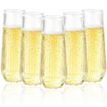24pack Clear Plastic Champagne Flutes, 9oz Stemless Champagne Flute