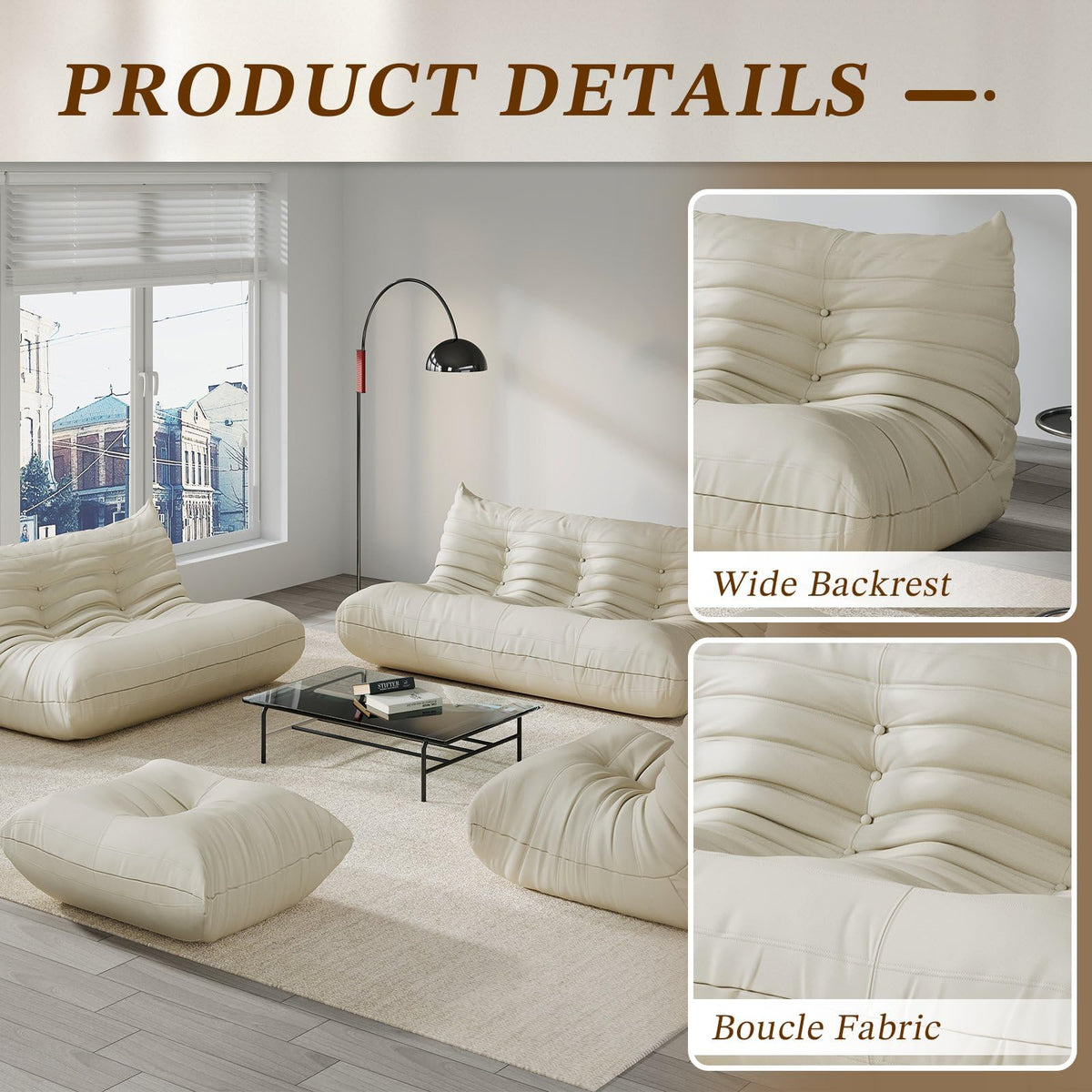 Comfy Lazy Floor Sofa Couch, Soft Armless Chair, Faux Leather Lounge Chair, Corner Relax Sofa Couch Bedroom, Salon