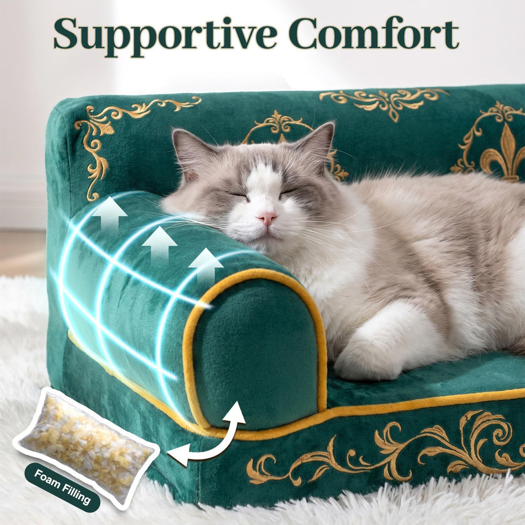 Luxury Cat Couch Bed for Indoor Cats, Cozy Pet Sofa, 24 Inch