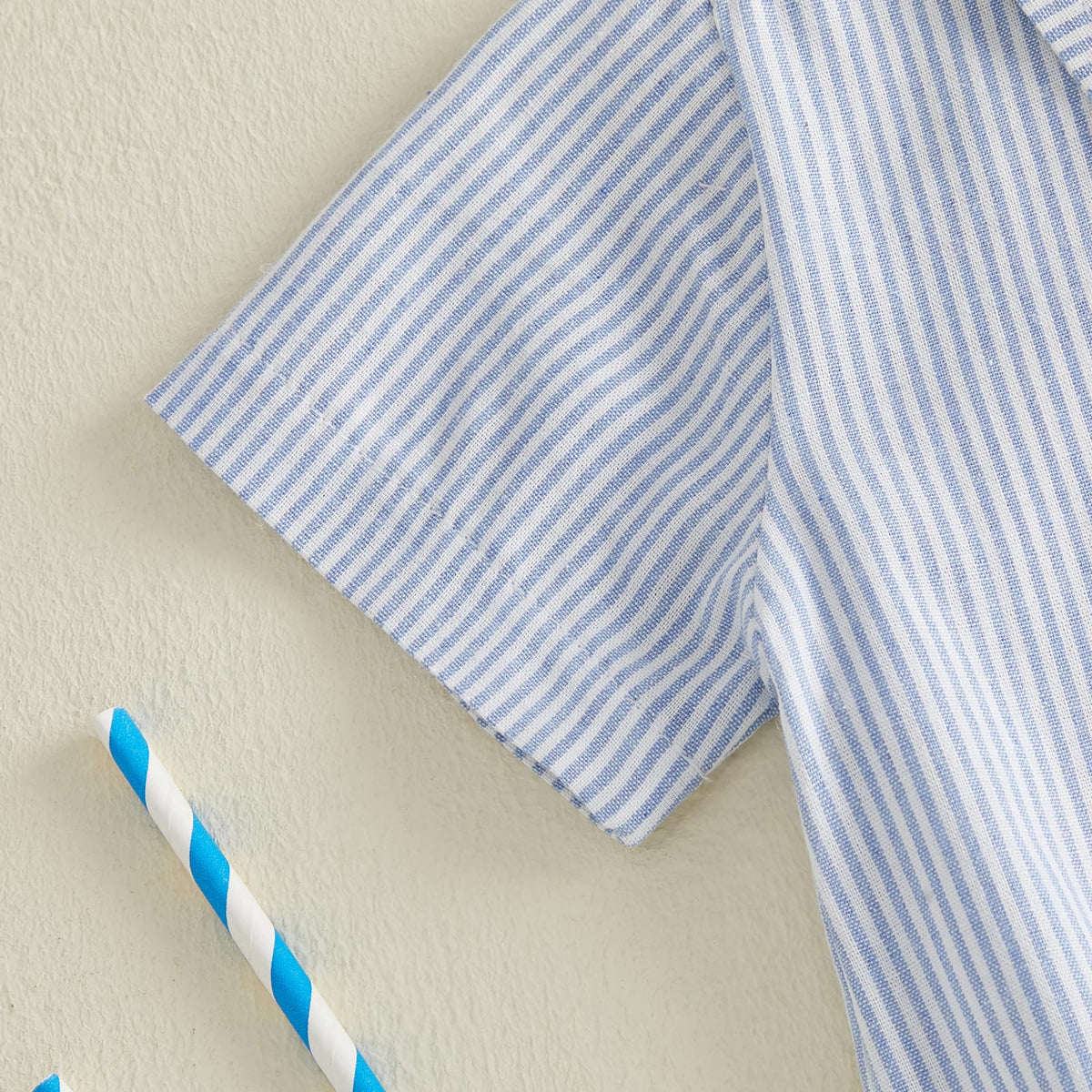 Newborn Baby Boy Clothes Turndown Collar Striped Long/Short Sleeve Romper Button Up Jumpsuit Shirt Bodysuit