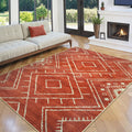 Western 5x7 Area Rug, Washable Orange Rugs Bedroom, Soft Non Slip Moroccan Tribal Rug Geometric Boho Area Rugs