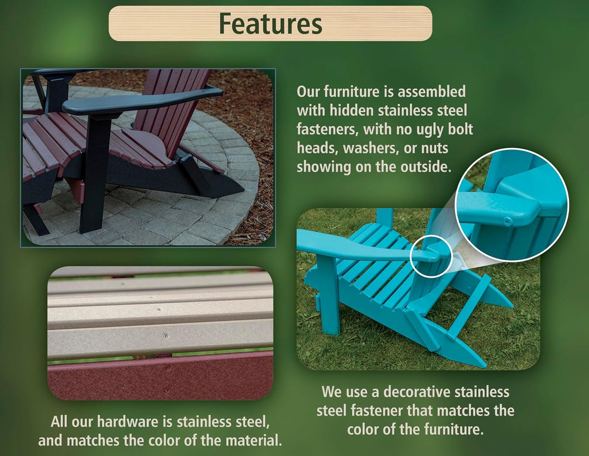 Poly Lumber Wood 5FT Porch Swing Amish Craftsmandship Made in USA HDPE with No wood fibers and 1000 lbs Limit.