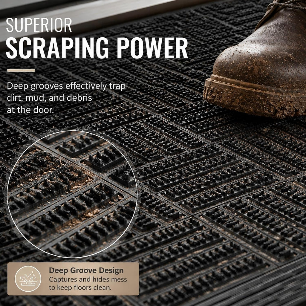 Doormat Outdoor Entrance Rubber Floor Mat 34" X 22.5" Heavy Duty
