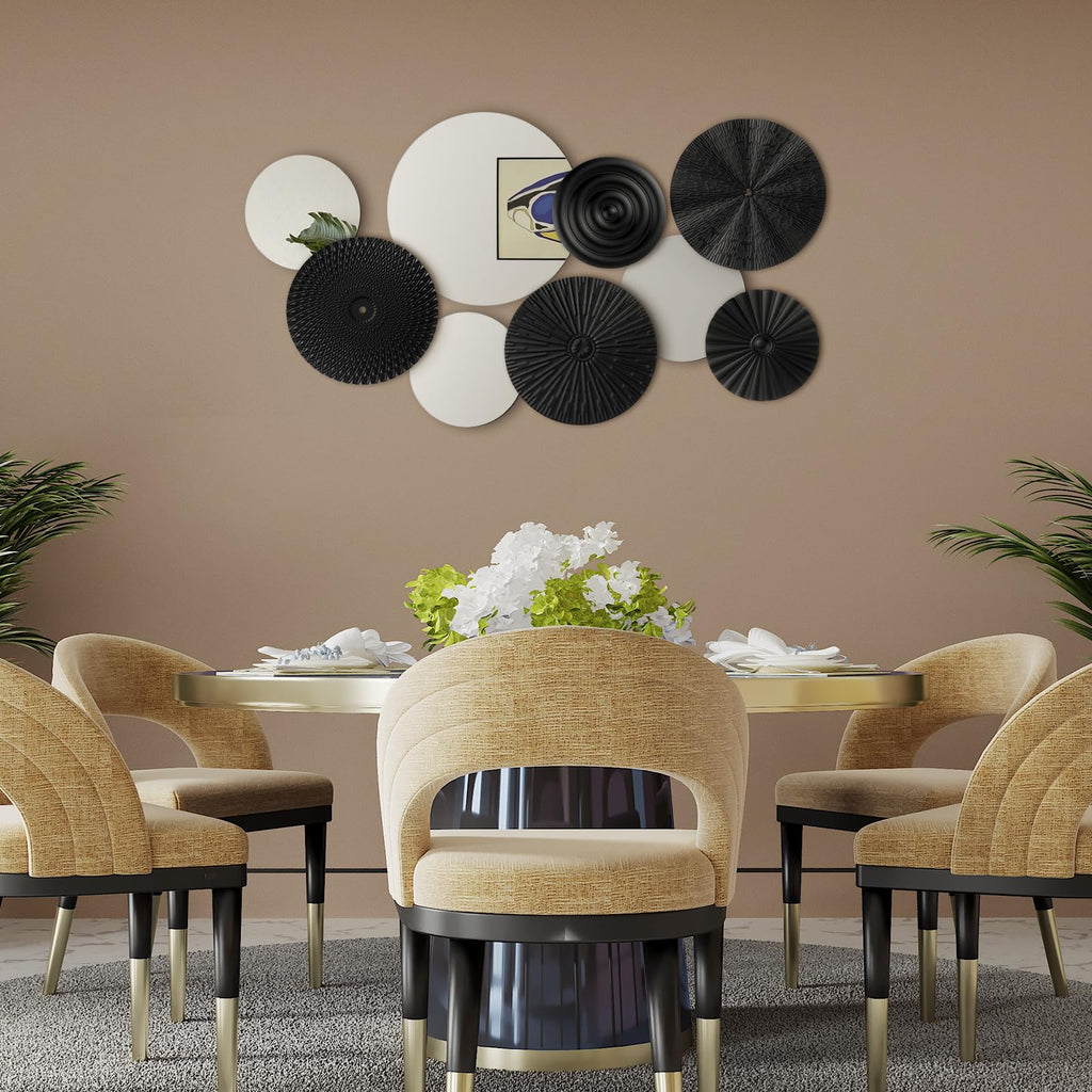 9 Pcs Black Mirror Wall Decor Metal Round