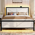 Rustic Farmhouse Bed Frame, Barn Door Headboard, White
