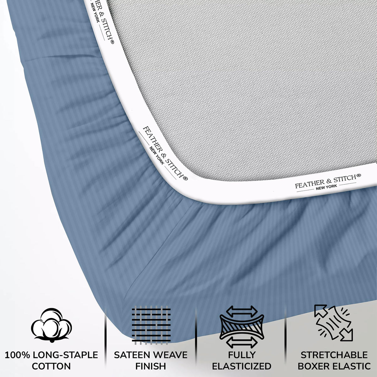& Stitch 100% Cotton Sateen 500 TC Bed Sheet Set