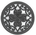 7 Inch Cast Iron Trivet, Round Heavy Duty Hot Pot Holder with Vintage Floral Design, Heat Resistant Mat