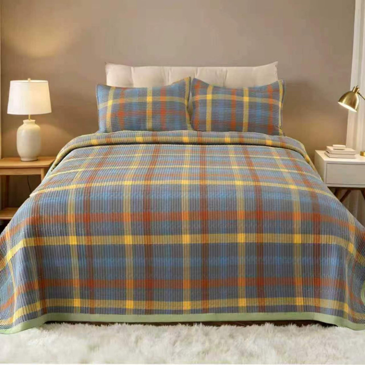 3 Pieces 100% Cotton Quilt Set, Hypoallergenic for Sensitive Skin, Lightweight All Season Coverlet Set, No