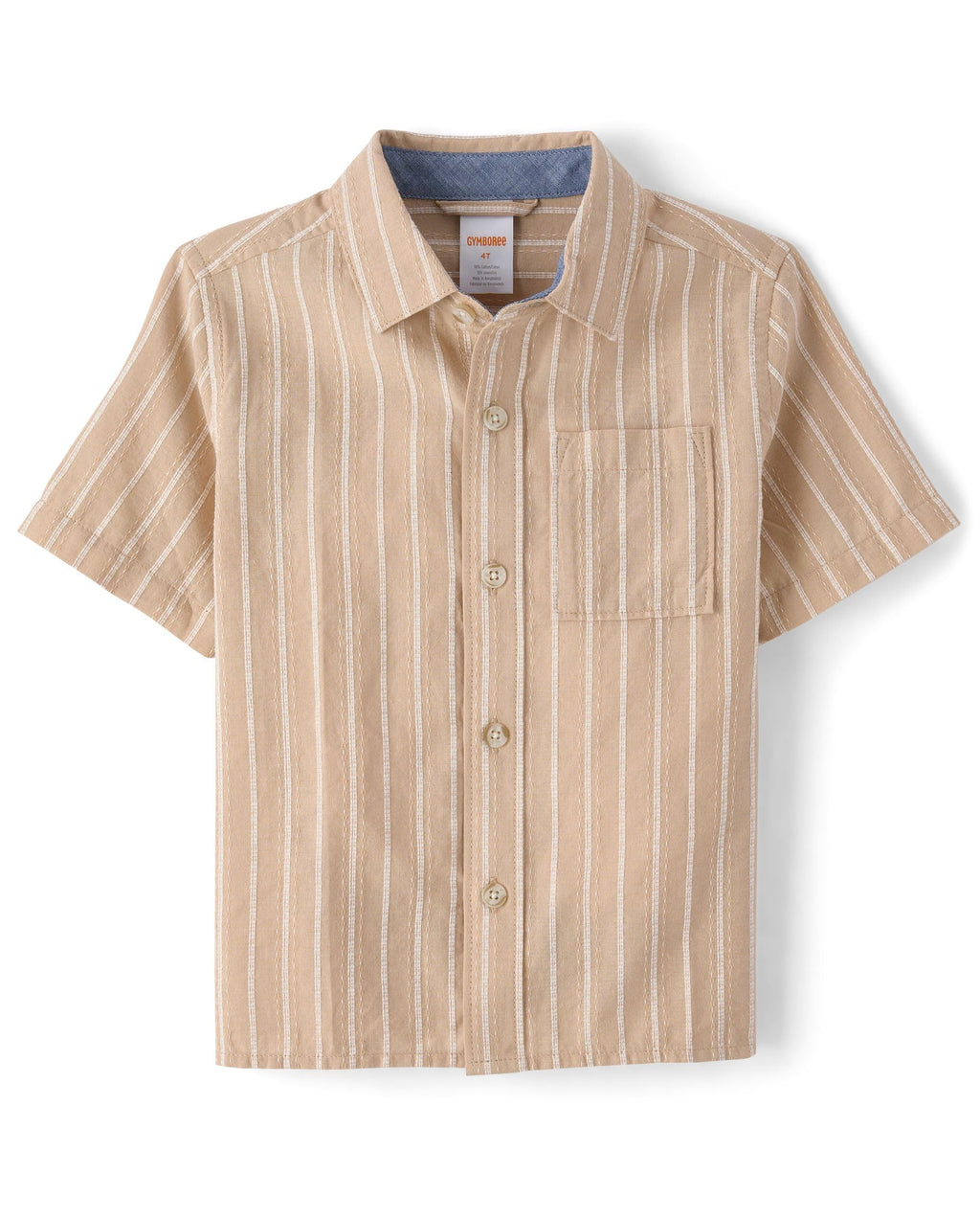 Boys,and Toddler Short Sleeve Linen Button Up Shirt,Java Hill