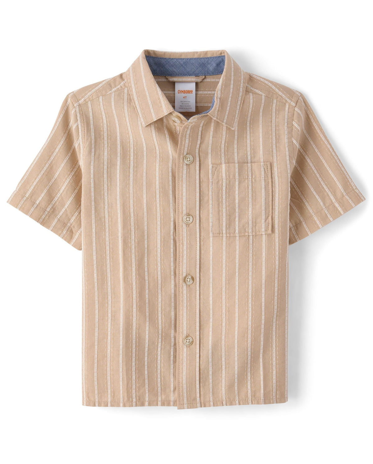 Boys,and Toddler Short Sleeve Linen Button Up Shirt,Java Hill