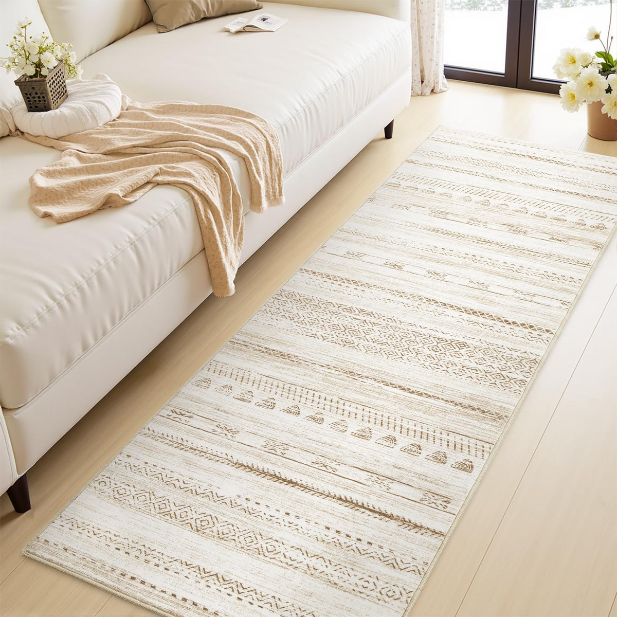 Runner Rug Machine Washable Non Slip Area Rug Distressed Neutral Moroccan Boho Rug Ultra Soft Floor Runners s