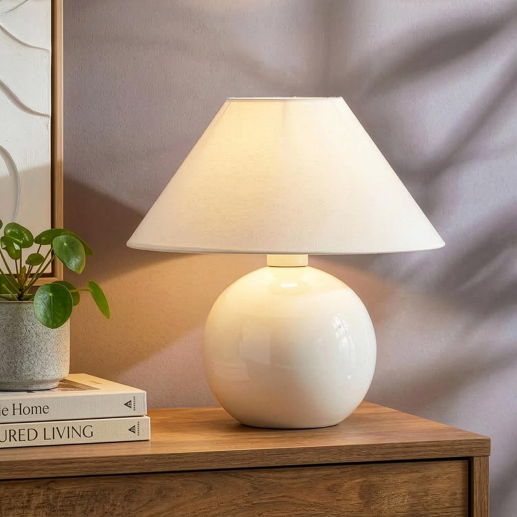 Fiona 11" LED Table Lamp - Modern Ceramic Small Lamp with Diffusing Lamp Shade for Bedside, Nightstand, Desk - Cozy