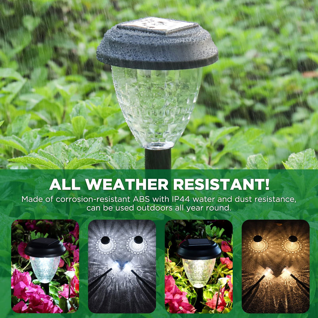 Super Bright Solar Lights Outdoor Waterproof-10 Pack, Dusk to Dawn Up to 12 Hrs Solar Powered Outdoor Pathway Garden