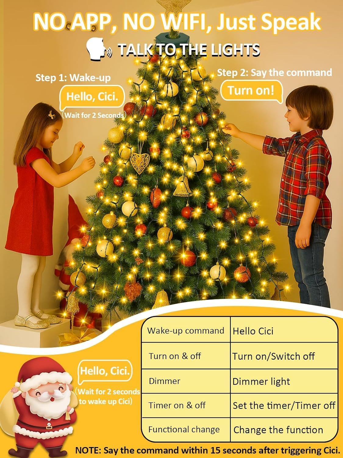 480LED Easy Christmas Tree Lights 8FT Voice Control Cascading Twinkle Light