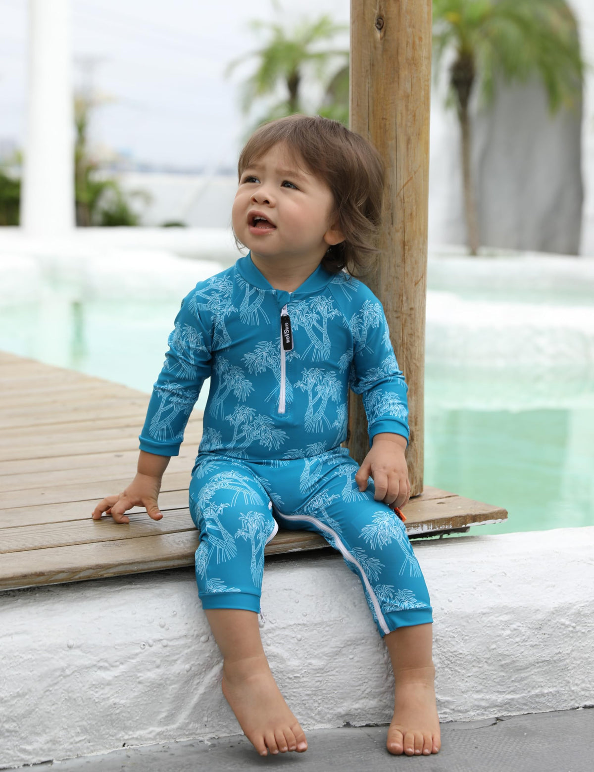 Baby Toddler Swimsuit UPF 50+ Protection Rash Guard Boy Swimsuits One Piece Bathing Suit Crotch Zipper for Quicker