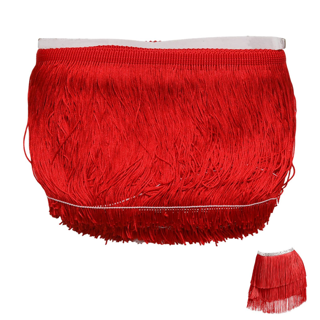 Red Chainette Fringe Trim, 11 Yards x 6 Inch Tassel Sewing Trim