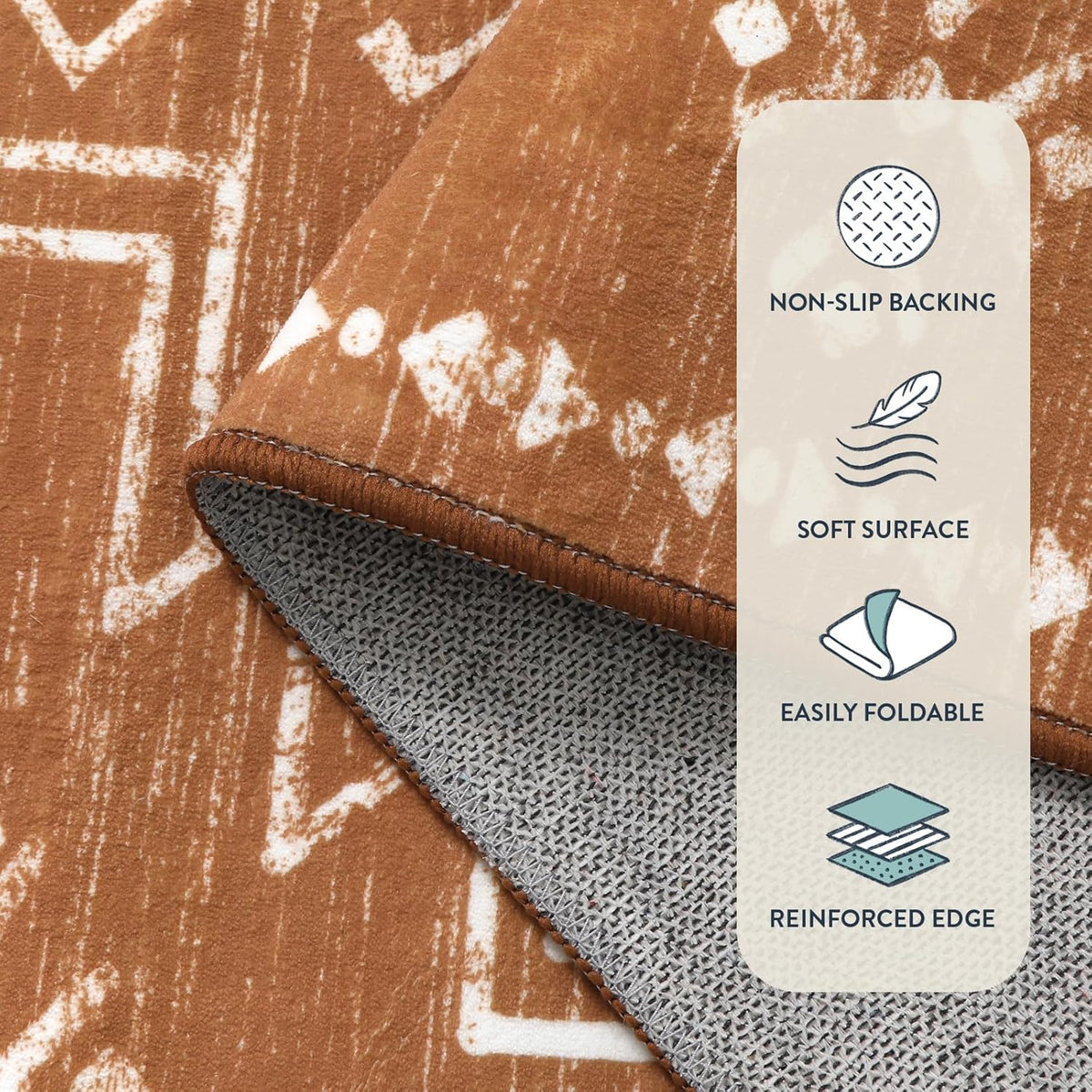 Vivienne Orange Hallway Runner Rug Non Slip, Boho Washable Western Runner Rug, Stain Resistant Aztec Fall Long Carpte